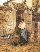 Mosler, Henry Peasant Girl and Doves France oil painting reproduction